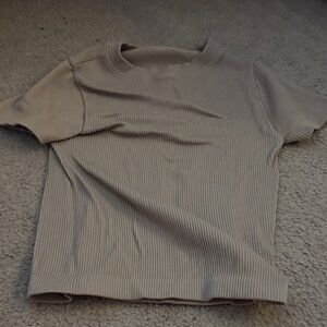 Old Navy Ribbed Tan Short Sleeve Top